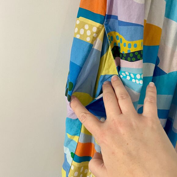 Jessie Zhao Landscape Smocked Cotton Silk Midi Dress Size S (Orig. $178) - Picture 5 of 8